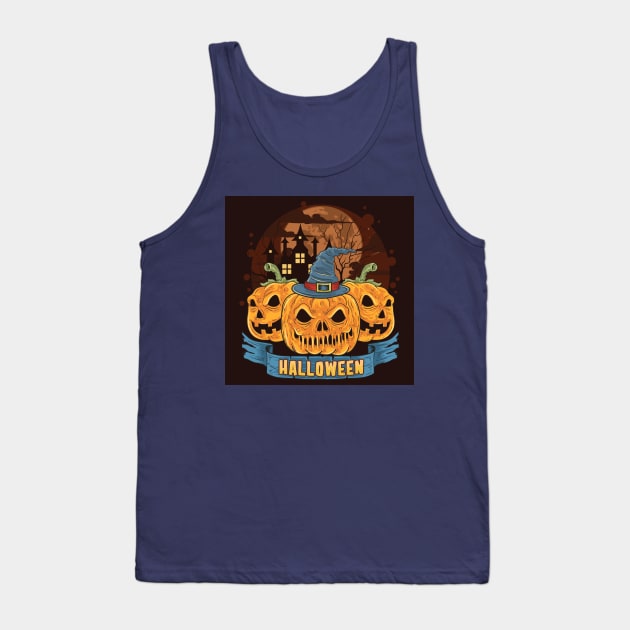 Halloween 3 Pumpkins Tank Top by M2M